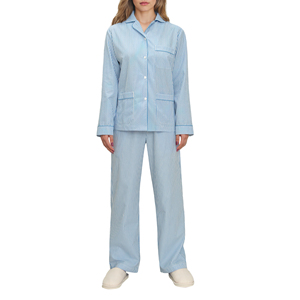 Tùy Chỉnh Sọc Của Phụ Nữ Đồ Ngủ 100% Cotton Phụ Nữ Loungewear Pyjama Ngủ Set Pjs Phòng Chờ Mặc Bộ - Product Image 1