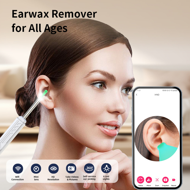 Wireless Otoscope Ear Camera Waterproof Ear Wax Removal