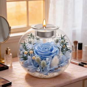 Decoración Festiva para el Hogar, Regalos de Flores Eternas para Ella, Pequeña Rosa Preservada con Vela Decorativa para Venta en Línea y Tiendas de Regalos - Product Image 5
