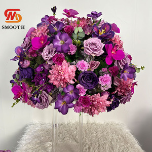 Prix d'usine 60cm 65cm Boule de fleurs lisse faite à la main de couleur violette Centre de table doux pour mariage pour la Saint-Valentin - Product Image 1