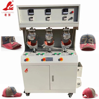 Presse à chaud automatique LAOZHANG à trois têtes pour casquettes, 220V 2KW, garantie 1 an, taille de casquette 6 pouces