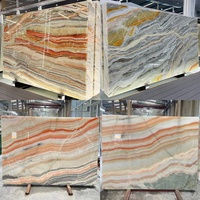 Dalle d'onyx arc-en-ciel naturel coloré pour comptoir de cuisine, panneau mural de salle de bain, décoration, carrelage de sol, escalier, artisanat en onyx