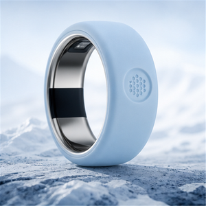 Coque hexagonale bleu glace pour Oura Ring 4 Gen 3, protection en silicone avec logo personnalisé, emblème nid d'abeille, design moderne et fin - Product Image 1