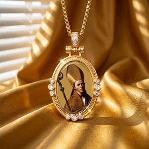 Collana con Ciondolo Artigianale <span class=keywords><strong>San</strong></span> Gennaro, Patrono di Napoli, Amuleto per Cresima Cattolica Italiana, Regalo - Product Image 1