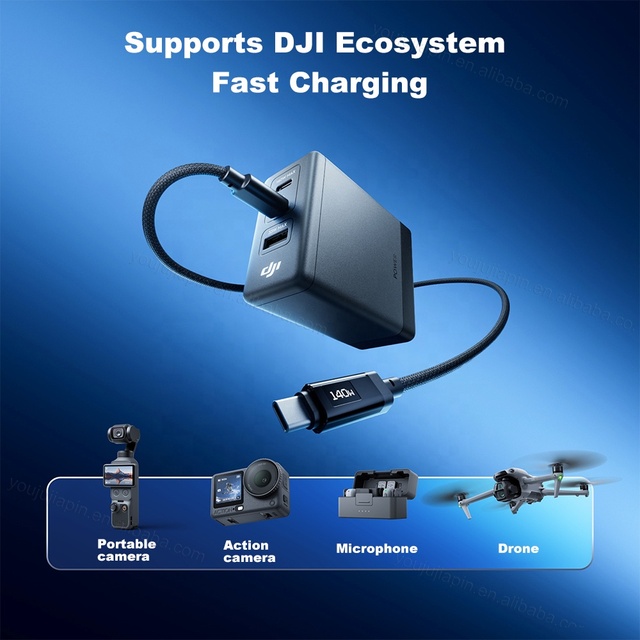 DJI 140W Fast Charging 3 in 1 GaN Car Charger Adapter Portable Type C Power Kit with Cables for DJI Pocket 3 Avata 360 Bulk