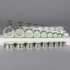 Evorte - Tapones para Orejas que Brillan en la Oscuridad, Acero Inoxidable 316L Hipoalergénico, Dilatadores para Orejas - Product Image 2
