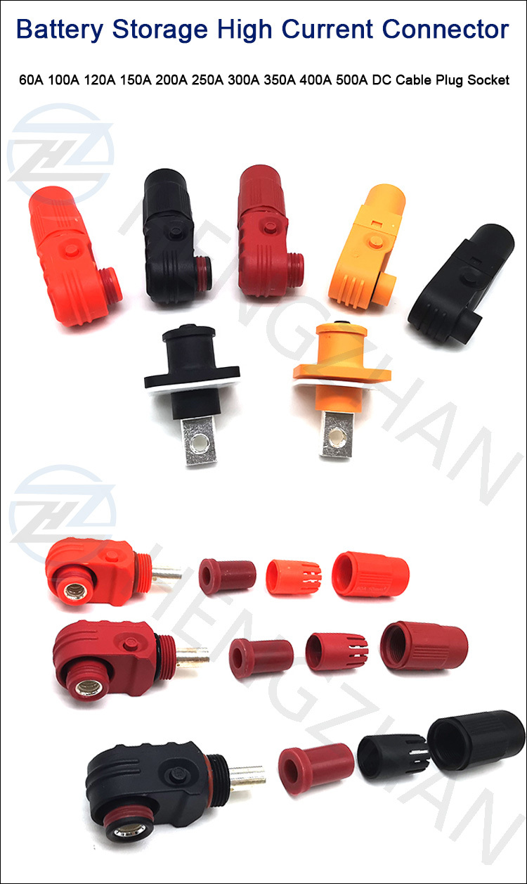 4 Connecteurs Batterie 600V 50A - Prise Rapide Voiture/Van/Moto - Câbles 6-10 AWG - Cuivre Argenté