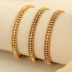 Fashion Chain <b>Bracelet</b> Gold Rhinestone <b>Ball</b> Design Party Jewelry Women's <b>Bracelet</b> Zinc Alloy Channel Setting SL90 - Product Image 1