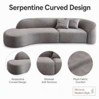 Modernes Mittelgraues Gebogenes Modulares Sofa mit Hoher Gebogener Rückenlehne für Wohnzimmer