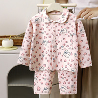 Ensemble de pyjamas pour enfants automne-hiver, garçons et filles, manches longues, imprimé cartoon, vêtements de détente, pyjama deux pièces, unisexe, vente en gros pour enfants