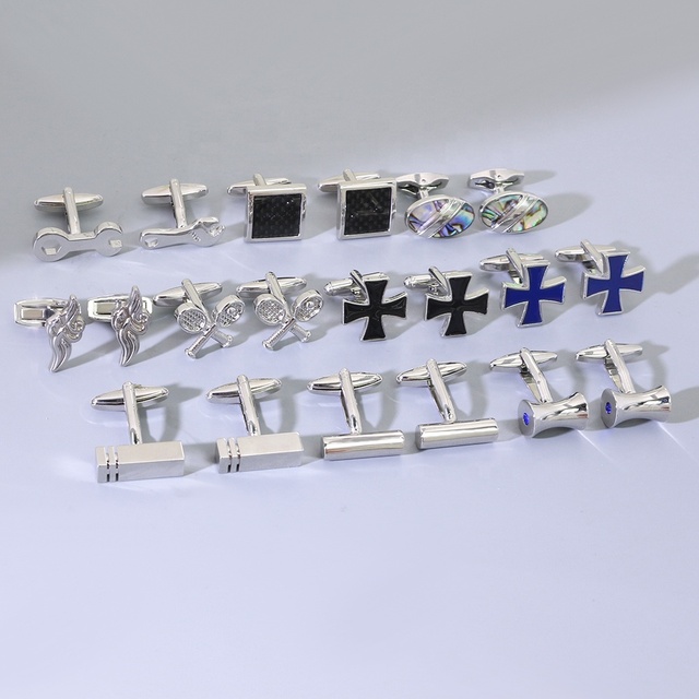 304 Stainless Steel Cufflinks Personalized Men's with Blue Gemstone Anniversary Birthday Gift Business Formal Cuff Links Luxury