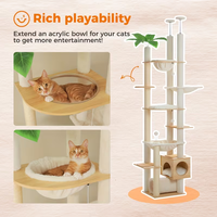 Arbre à chat en bois moderne multi-niveaux à hauteur réglable, grande tour pour chat, maison pour chat en bois pour intérieur