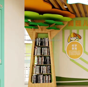 Bibliothèque créative Eibele pour la <span class=keywords><strong>maternelle</strong></span>, la garderie, l'école <span class=keywords><strong>maternelle</strong></span>, la crèche, décoration de sol en forme d'arbre, étagère et tabouret - Product Image 2