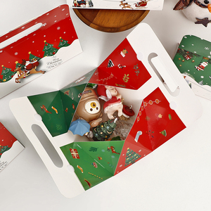 Scatola Regalo Pieghevole per Pasticceria Natalizia, Vendita all'Ingrosso, Disponibile in Stock, Cartoncino Kraft Bianco 350gsm, Confezione Piatta per Biscotti e Muffin Natalizi - Product Image 2