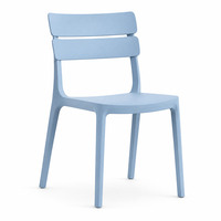 Chaise de salle à manger empilable peu encombrante en plastique PP avec dossier à lattes pour petits appartements