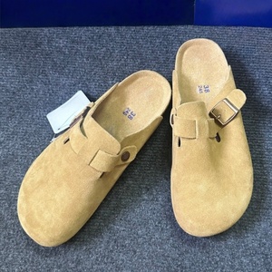 Chaussures d'été unisexes à la mode, demi-chaussons décontractés, chaussures de marche de haute qualité en cuir véritable, semelle en liège souple - Product Image 4