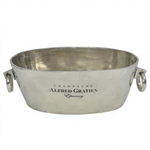Grand bac à boissons avec poignées Refroidisseur à champagne/refroidisseur à vin en aluminium coulé de haute qualité Baignoire avec logo de marque personnalisé imprimé - Product Image 1