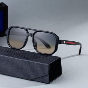 Lunettes de soleil carrées pour hommes Zx-8955, en plastique noir et métal, protection UV400, classe 2, avec boîte, pour usage extérieur - Product Image 4