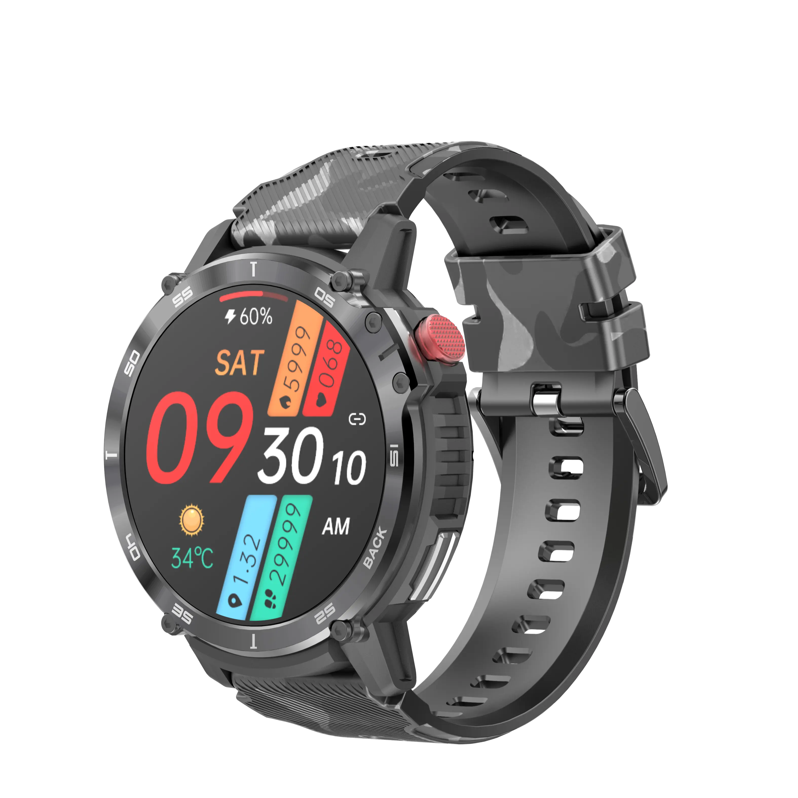 C22 Round Smartwatch 3ATM Deep Waterproof relogio reloj inteligente Heart Rate Blood Pressure Monitor Smart Watch