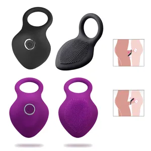 Time Delay Vibrating Cock Ring with Massager Brush Silicone Sex Toys Quiet USB Charged Penis Rings Vibrator 10 Speeds
