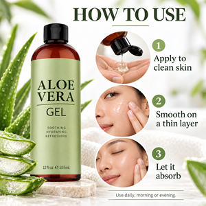 <span class=keywords><strong>Gel</strong></span> Apaisant à l'<span class=keywords><strong>Aloe</strong></span> <span class=keywords><strong>Vera</strong></span> Bio et Végan 98% Pur Naturel pour le Visage, Soin Apaisant Après-Soleil, Marque Blanche, Pour Tous Types de Peau - Product Image 4