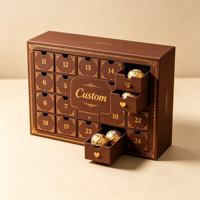 Boîte de calendrier de l'avent en chocolat personnalisée, boîte rigide en papier multi-tiroirs pour cadeau de Noël en chocolat