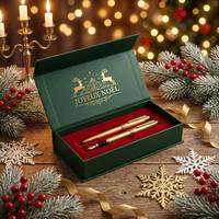 Boîte cadeau de Noël de luxe à couvercle magnétique, gaufrée à chaud, pliable, en papier, avec aimant, vente en gros