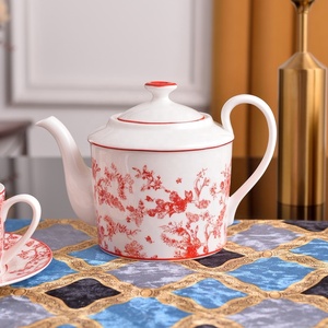 Red Luxury Coffee Set Bone China Afternoon Tea <b>Cup</b> <b>Saucer</b> Kettle Set <b>Cup</b> and <b>Saucer</b> - Product Image 2