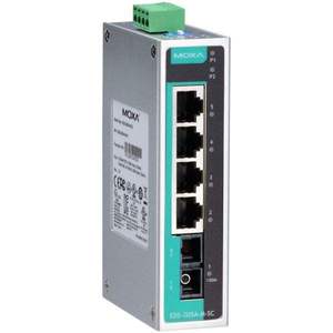 Mt-Moxa DS-205A-S-SC สวิตช์อุตสาหกรรมแบบไม่ต้องจัดการ 5 พอร์ต 4x10/100 RJ45 + 1x100BaseFX โหมดเดี่ยว SC, 12/24/48VDC แบบสำรองข้อมูล - Product Image 1