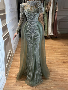 Serene Hill LA73203A Abiti da Sera a Sirena con Collo Alto e Maniche Lunghe, Eleganti Vestiti da Cerimonia con Perline e Sopragonna in <span class=keywords><strong>Tulle</strong></span> - Product Image 4