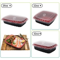 Conteneur alimentaire jetable rectangulaire flexible en PP de qualité alimentaire, compatible micro-ondes, avec couvercle transparent, impression et logo personnalisés