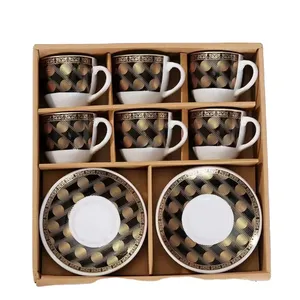 Nuevo Juego de Café Estilo Europeo <span class=keywords><strong>2023</strong></span>, Tazas de Cerámica Plateadas, Juego de Seis Platillos, Vajilla Creativa, Taza de Café de Cerámica, Juego de Regalo en Caja - Product Image 1