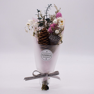 Kits de bouquets de fleurs séchées DIY, tons violets, éryngium et rose préservés, pour la création de cadeaux faits main et l'artisanat - Product Image 1