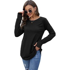 Tunique à manches longues pour femme, coupe ample, col rond, couleur unie, style streetwear, manches classiques, détection de la taille, 2X 3X - Product Image 5