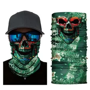 Bufanda de cráneo con estampado personalizado, Bandana de tubo mágico de microfibra de poliéster, polaina para cuello de Halloween, venta al por mayor