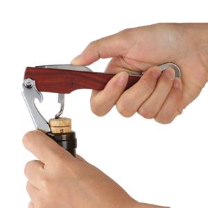 Оптовый изготовленный на заказ Многофункциональный открывалка для бутылок с деревянной ручкой официанты штопор Деревянный Открывалка для вина с логотипом - Product Image 3
