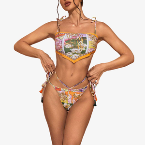 Set Bikini moda donna estate infradito stampa floreale UPF50 Beachwear <span class=keywords><strong>Swim</strong></span> <span class=keywords><strong>Diving</strong></span> abbigliamento accessori - Product Image 3