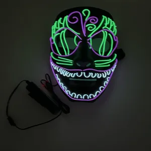 Máscara de neón para fiesta, disfraz de Halloween, fiestas, Rave, LED