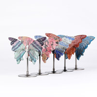 Haute qualité naturel améthyste cristal Agate sculpté papillon cristal papillon ailes diverses ailes guérison décoration de la maison