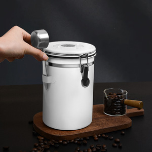 Recipiente hermético para granos de café de acero inoxidable SUS304 de 1.2L 1.8L con tapa de clip, forma cilíndrica, frasco de almacenamiento para granos de café - Product Image 3