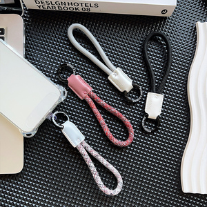 Handmade Short <strong>Woven</strong> Polyester Rope Keychain <strong>New</strong> <strong>Style</strong> Phone Lanyard or Car Key Ring Ornament Mobile Phone Straps