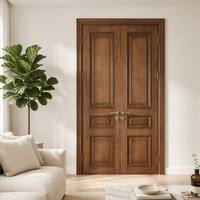 Porte en bois massif en chêne rouge OEM, portes intérieures cintrées pour villa, portes françaises en bois massif avec cadre