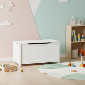 AISTIORY Caja de Juguetes de Madera Blanca, Baúl de Almacenamiento con Tapa con Bisagras de Seguridad para Niños, Organizador - Product Image 2