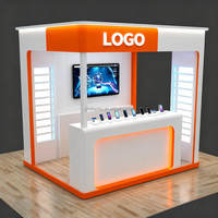 Kiosque de réparation de téléphones portables pour centres commerciaux, vitrine en verre avec éclairage LED, kiosque de réparation de téléphones pour centres commerciaux