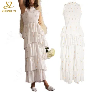 Design Summer Bohemian Smocked Bodice And A Ruffled Tier Cotton Print Casual Women Dresses Manufacturers For Customs Clothes