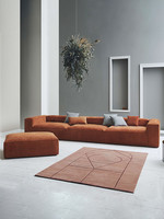 VONLIVA Ensemble de canapés de salon de style italien moderne et minimaliste pour petits appartements, canapé sectionnel droit en velours, bois nordique
