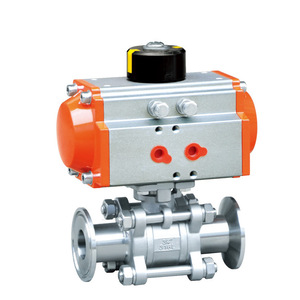 Vanne à bille en acier inoxydable Q681F, 3 pièces, connexion pneumatique à pince de 1 pouce, pour eau à température normale - Product Image 2