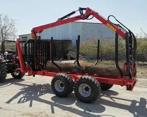 Forestry machine 4.7 / 5.5 / 6.5 /7.5 m hydraulic atv log wood timber crane for loader log trailer with log grapple