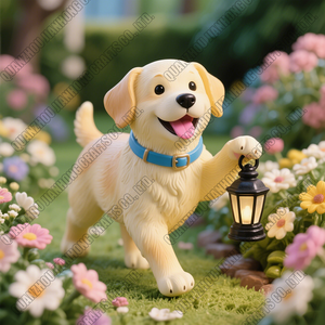 Oggetti all'ingrosso della decorazione domestica della resina della fabbrica della lanterna della statua animale del giardino lampada solare degli ornamenti del cane all'aperto statua del cane - Product Image 4