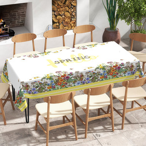 Wholesale Waterproof Yellow Spring Floral Border Printed <strong>Table</strong> <strong>Cloth</strong> for <strong>Easter</strong> Party Dining Decor - Product Image 6